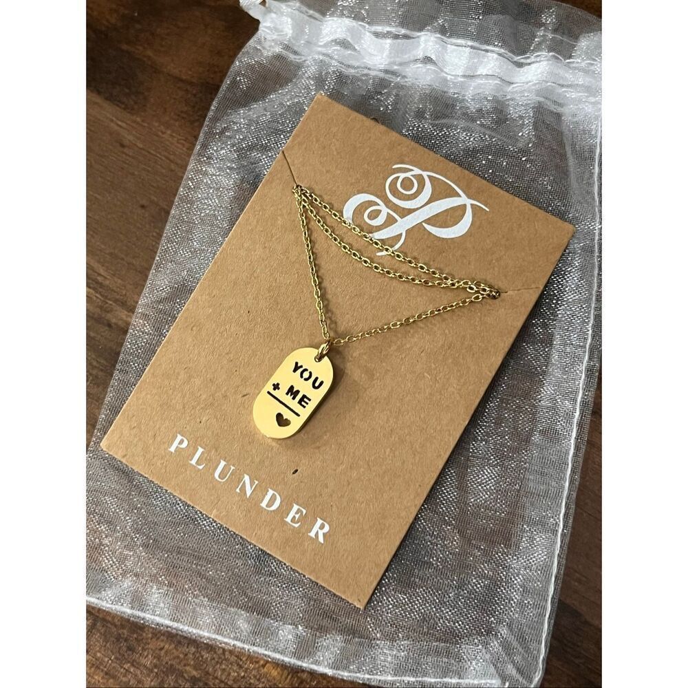 Plunder You + Me Valentines Couple Friends Gold Necklace
